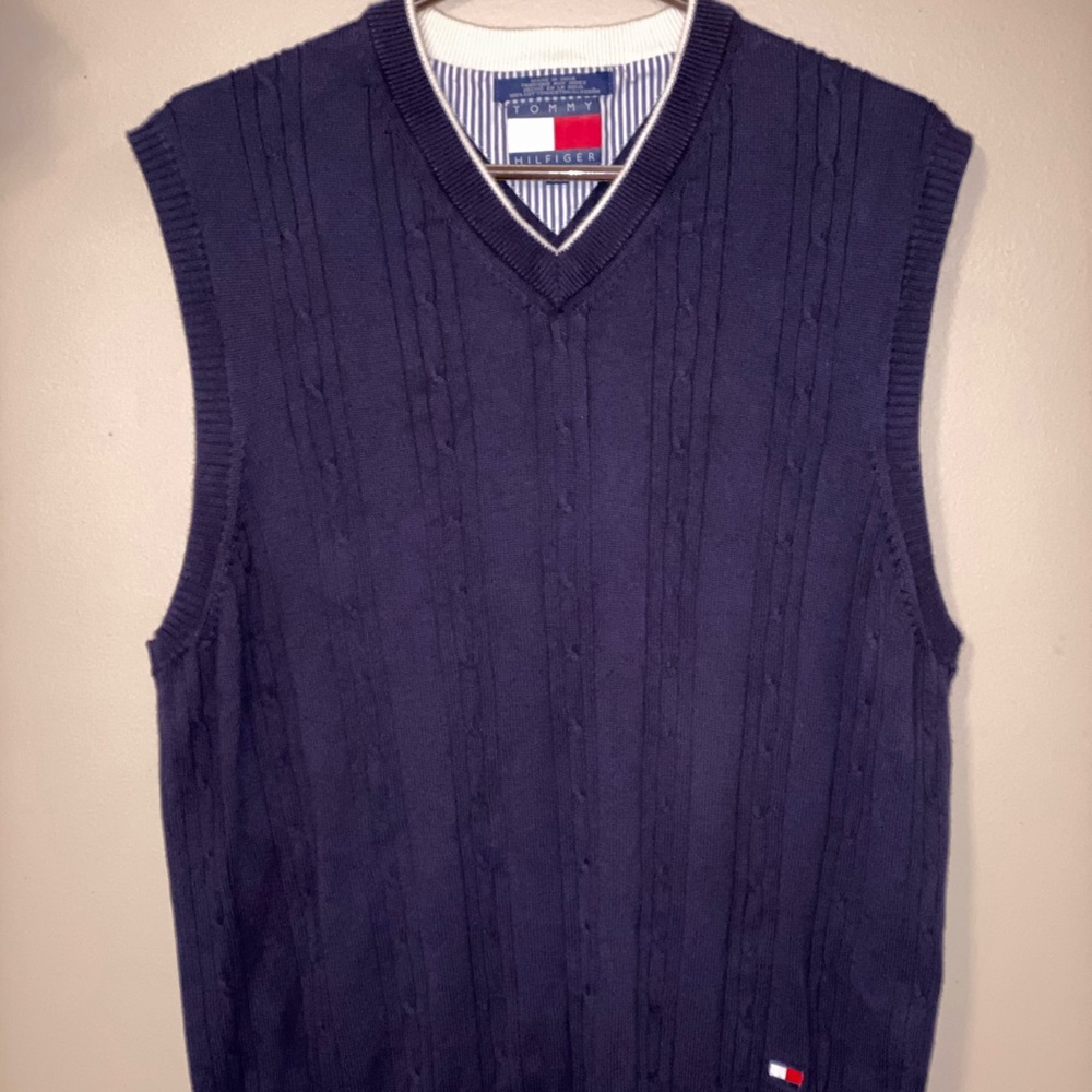 Tommy Hilfiger men’s cable Vneck vest 100% cotton